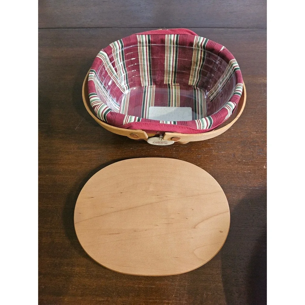 Longaberger Gumdrop Tree Trimming Basket Burgundy 2004 Woven Wood Lid